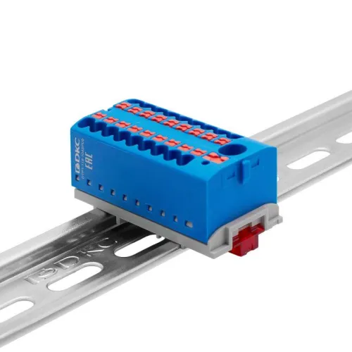 Блок распределительный зажим push-in 1 ввод 6кв.мм 18 точек подключения 25кв.мм син. DKC DTP1-118-104SPUB фото 3