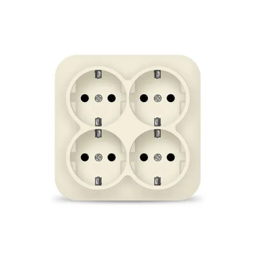 Розетка 4-м ОП 16А IP20 с заземл. сл. кость квадрат IONICH 1454