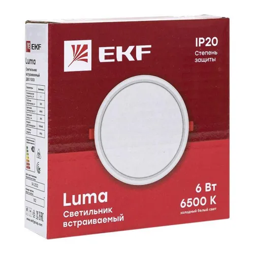 Светильник светодиодный ДВО 1003 6Вт 6500К IP20 встраив. Basic EKF DLL-1003-6-6500 фото 5