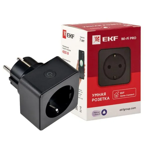 Розетка умная Wi-Fi PRO 1-м 16А IP20 черн. Connect EKF RCS-2-WF фото 2