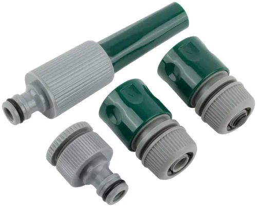 Набор поливочный 4шт 1/2дюйм ( насадка для полива; соединитель; соединитель с автостопом; адаптер внешний ) FIT 77291 фото 2