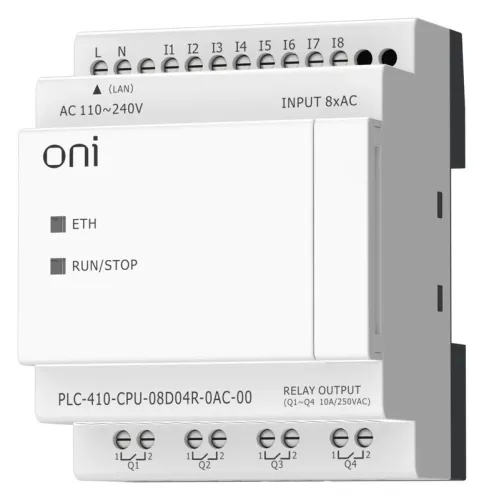 Модуль ЦПУ ПЛК 410 8 DI 4 RO 220В AC с Ethernet портом без экрана ONI PLC-410-CPU-08D04R-0AC-00 фото 3