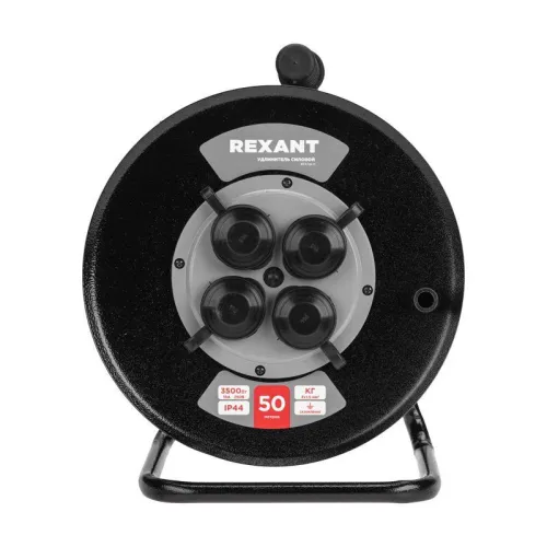 Удлинитель на метал. катушке 4х50 с заземл. IP44 КГ 3х1.5 c защ. крышкой Rexant 13-5013 фото 4
