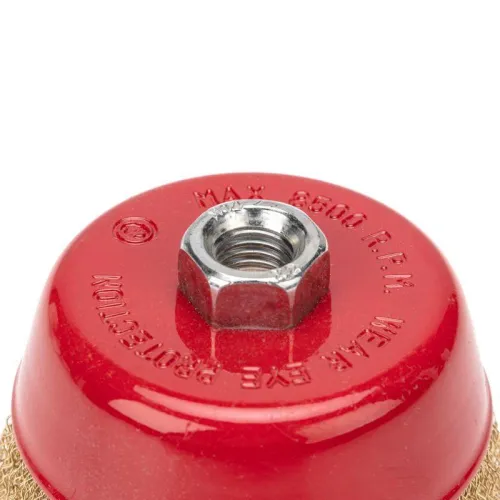 Щетка чашечная для УШМ витая латунированная проволока 100мм М14 Kranz KR-91-1209 фото 2