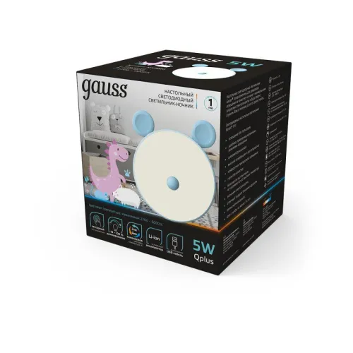 Светильник настольный Qplus 5Вт 2700-6000К 200лм 5В аккум. Li-ion 1200мА.ч диммир. ночник голуб. GAUSS NN7026 фото 7
