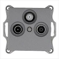 Розетка телевизионная оконечная TV + FM + SAT 3-м Ф9.5мм механизм алюм. Jasmart G6206S