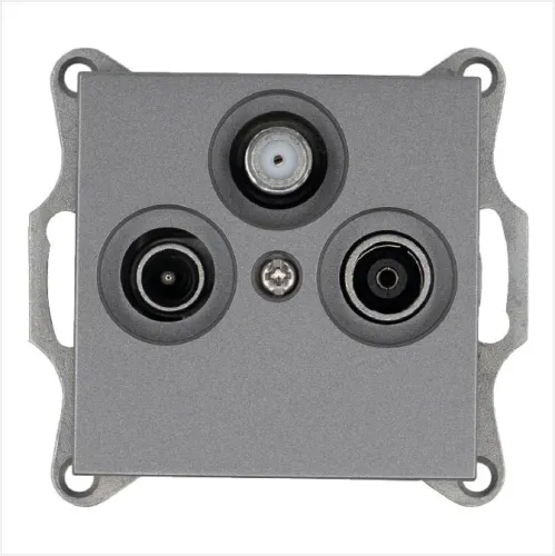 Розетка телевизионная оконечная TV + FM + SAT 3-м Ф9.5мм механизм алюм. Jasmart G6206S