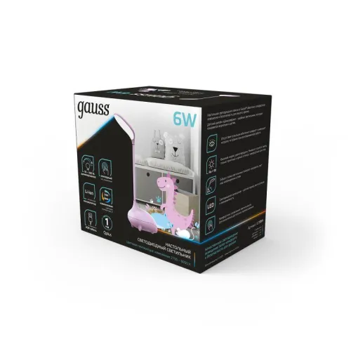 Светильник светодиодный настольный Qplus 6Вт 2700-6000К 330лм 5В аккум. Li-ion 1200мА.ч диммир. детский роз. GAUSS GT7014 фото 5