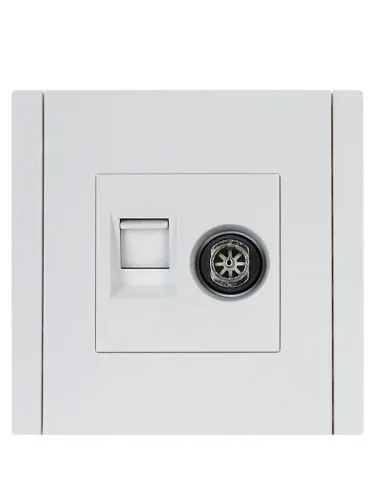 Розетка 2-м TV+RJ45 кат.6 FORTE&PIANO FP237 бел. IEK FP-AK20-2-K01 фото 2