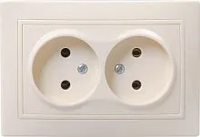 Розетка 2-м СП Кварта РС12-2-Км 10А без защ. шторки без заземл. керам. крем. GENERICA ERK20-K33-10-K