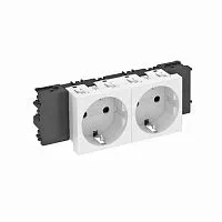 Розетка 2-м Modul45connect STD-D0C RW2 16А 250В 0град. с заземл. защ. шторки бел. OBO 6120362