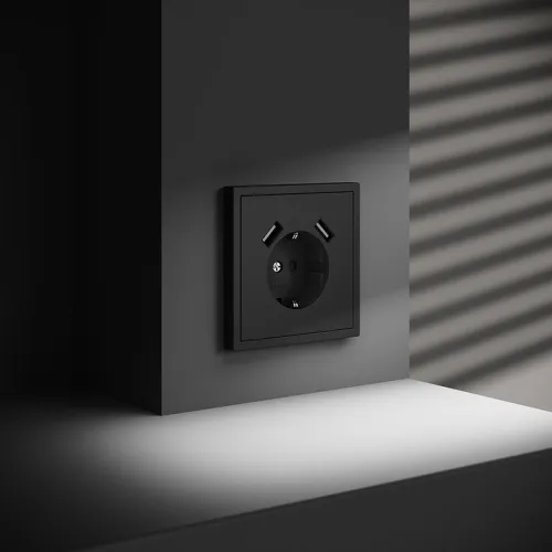Розетка 1-м СП S70 16А с USB A+A с заземл. защ. шторки механизм черн. матов. Voltum VLS040408 фото 6