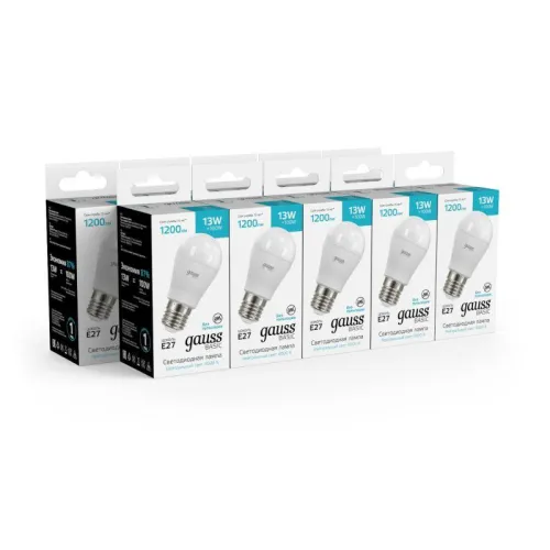 Лампа светодиодная Basic 13Вт P45 шар 4000К нейтр. бел. E27 1200лм GAUSS 10502232 фото 3