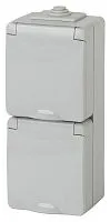 Розетка 2-м ОП Эра Эксперт 11-2607-03 16А IP65 верт. 250В 2х2P+E сер. Эра Б0036002