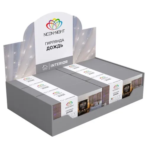 Гирлянда светодиодная "Светодиодный Дождь" 2х2.5м 300LED тепл. бел. 18Вт 230В IP20 свечение с динамикой провод прозр. Neon-Night 235-056 фото 9