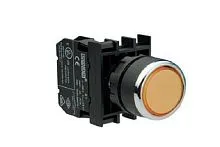 Кнопка нажимная круглая желт. (2НО) EMAS B101DS