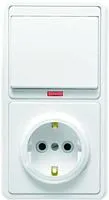 Блок БКВР-056 Бэлла (1-кл. выкл. с подсветкой + розетка с заземл.) бел. Кунцево 5821