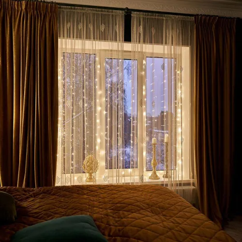 Гирлянда светодиодная "Светодиодный Дождь" 2х2.5м 300LED тепл. бел. 18Вт 230В IP20 свечение с динамикой провод прозр. Neon-Night 235-056 фото 6