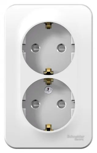 Розетка 2-м ОП Blanca 16А IP20 250В с заземл. защ. шторки с металлич. пластиной бел. SE BLNRA011221 фото 2