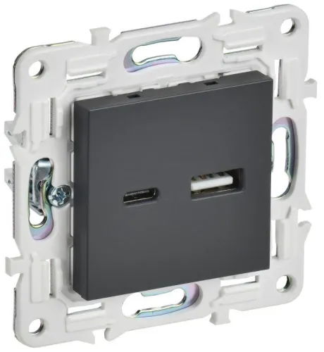 Розетка USB A+C 18Вт SKANDY SK-R13T титан IEK SK-U22-018-K48