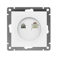 Розетка компьютерная + телефонная 2-м СП Афина механизм бел. Universal A0052