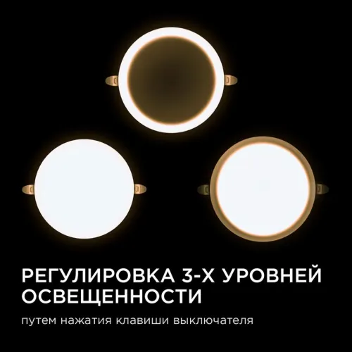 Панель светодиодная встр. 3 реж. свечения 24Вт(18Вт+6Вт) 230В 2040лм 4000К d170х21мм круг Apeyron 06-108 фото 7