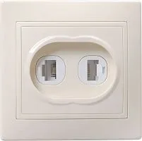 Розетка компьютерная + телефонная 2-м СП Кварта РК/Т12-ККм IP20 крем. GENERICA EIK10-K33-DM