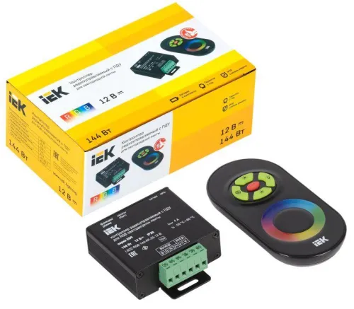 Контроллер с ПДУ радио RGB 3 канала 12В 4А 144Вт черн. IEK LSC1-RGB-144-RF-20-12-B фото 2