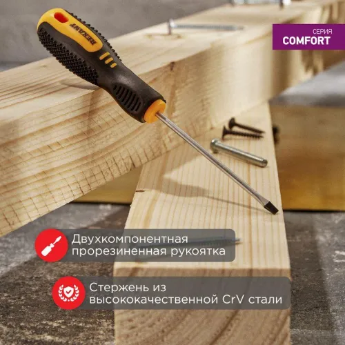 Отвертка шлицевая SL 3х75мм двухкомпонентн. рукоятка Rexant 12-4721 фото 5