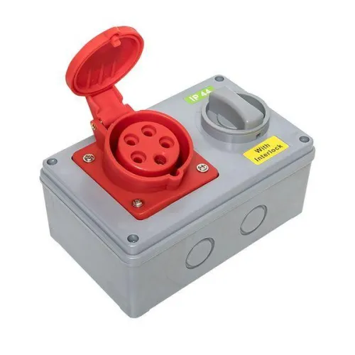 Розетка 1415 3Р+РЕ+N 16А 380В IP44 с блокировкой и выкл. EKF ps-1415-16-380 фото 3