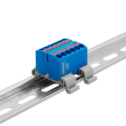 Блок распределительный зажим push-in 12 точек подключения 25кв.мм син. DKC DTP1-012-04SPUB фото 3