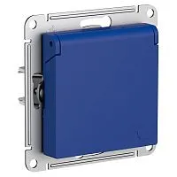 Розетка AtlasDesign 16А IP20 с заземл. защ. шторки с крышкой механизм аквамарин SE ATN001146
