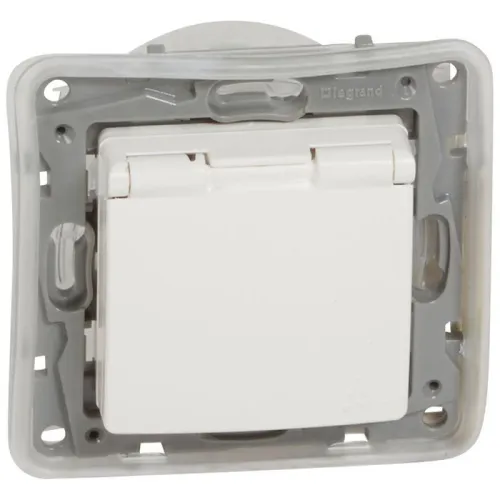 Розетка 1-м СП Etika 16А IP44 250В 2P+E с заземл. защ. шторки с крышкой немецк. стандарт безвинтов. клеммы механизм бел. Leg 672232 фото 3