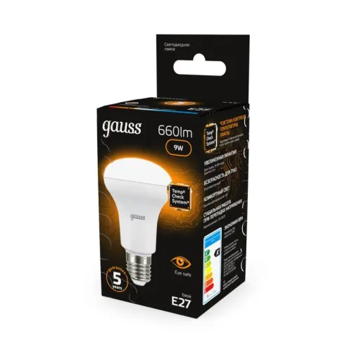 Лампа светодиодная Black 9Вт R63 рефлектор 3000К тепл. бел. E27 660лм GAUSS 106002109 фото 6