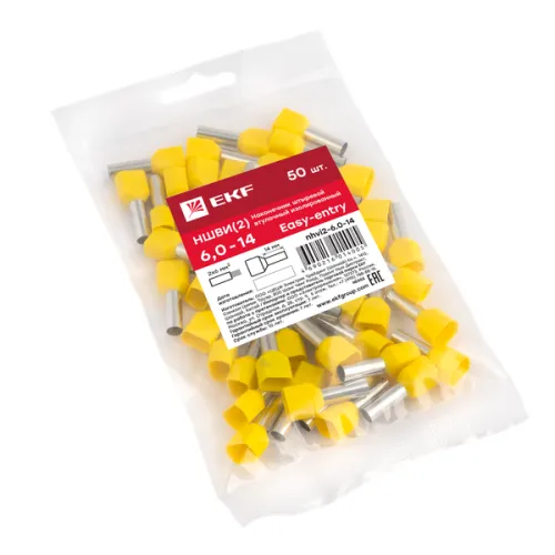 Наконечник штыревой втулочный изол. НШвИ(2) 6.0-14 (уп.50шт) EKF nhvi2-6.0-14 фото 2