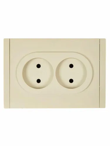 Розетка 2-м СП FORTE&PIANO FP425 10А без заземл. защ. шторки безвинт. крепл. ваниль IEK FP-R23-10-1-K10 фото 3