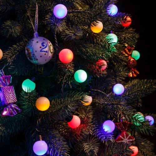 Гирлянда светодиодная "Шарики" 5м d30мм 25LED RGB 6Вт 220-240В IP20 провод ПВХ темн. зел. Neon-Night 303-569 фото 2