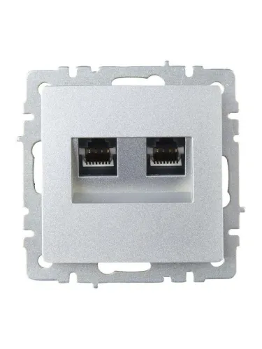 Розетка компьютерная двойн. СП RJ45 кат.6 BRITE РК11-2-БрА механизм алюм. IEK BR-K20-2-K47 фото 2
