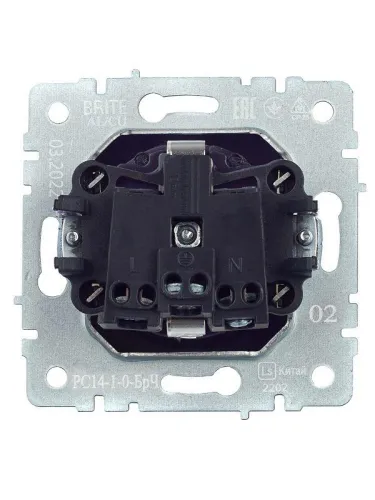 Розетка BRITE РС14-1-0-БрЧ 16А с заземл. защ. шторки механизм черн. IEK BR-R14-16-K02 фото 3