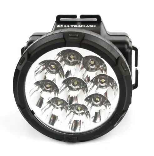 Фонарь аккумуляторный налобный LED5363 9LED 2 режима 220В пластик. черн. (бокс) Ultraflash 11257 фото 3