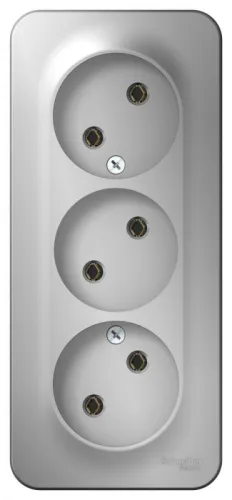 Розетка 3-м ОП Blanca 16А IP20 250В без заземл. без защ. шторок с изолир. пластиной алюм. SE BLNRA000313 фото 3