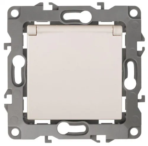 Розетка 1-м СП Эра12 12-2103-02 16А IP20 16AX 250В 2P+E Schuko защ. шторки с крышкой механизм сл. кость Эра Б0014694