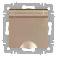 Розетка 1-м СП Accent 6-203-04 16А IP20 250В 2P+E Schuko с крышкой шампань Intro Б0063738