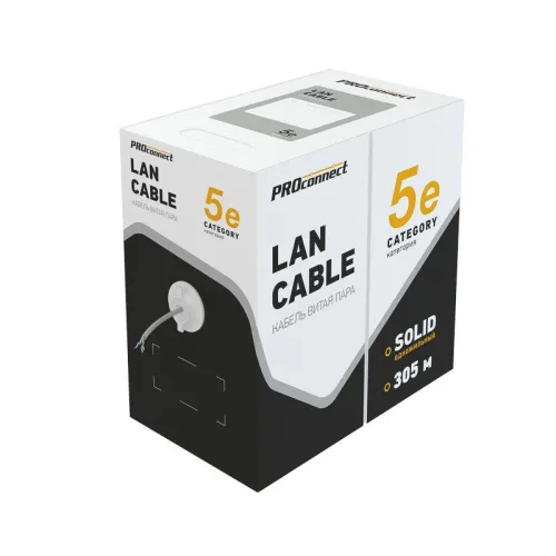 Кабель витая пара U/UTP кат.5E 4х2х24AWG медь сер. (м) PROCONNECT 01-0052 фото 2