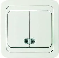 Выключатель 2-кл. СП Mimoza 10А IP20 с подсветкой бел./бел. Makel 12023