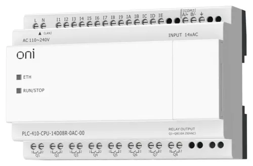 Модуль ЦПУ ПЛК 410 14 DI 8 RO 220В AC с Ethernet портом без экрана ONI PLC-410-CPU-14D08R-0AC-00 фото 3