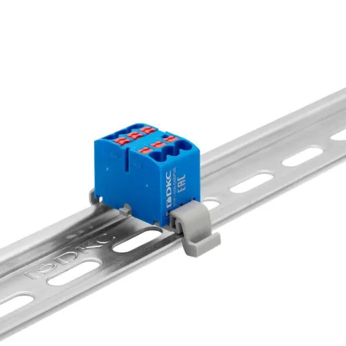 Блок распределительный зажим push-in 6 точек подключения 25кв.мм син. DKC DTP1-006-04SPUB фото 2