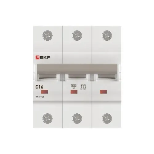 Выключатель автоматический 3п C 16А 15кА ВА 47-125 PROxima EKF mcb47125-3-16C фото 3