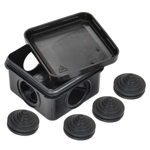 Коробка распаячная ОП 70х70х40 IP44 КМ41236 4 гермовводов черн. IEK UKO21-070-070-040-K02-44 фото 2