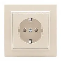 Розетка 1-м СП Минск 16А IP20 с заземл. защ. шторки беж. EKF ERR16-028-200